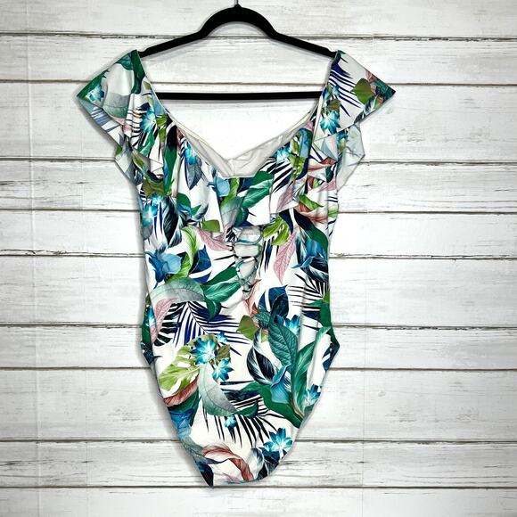 La Blanca In The Moment One Piece Off Shoulder Swimsuit Size 16 - Picture 2 of 10